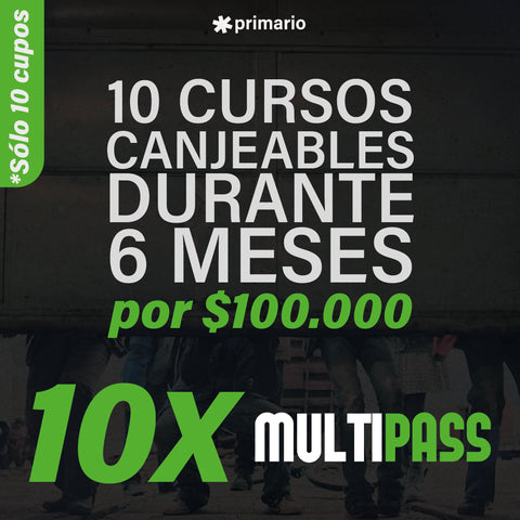 10 x Mulipass - pack 10 cursos online - 10 cupos - canjeables - 6 meses 
