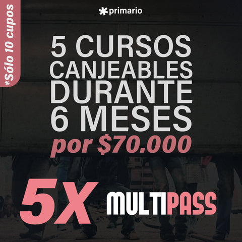 5 x Mulipass - pack 5 cursos online - 10 cupos - canjeables - 6 meses 