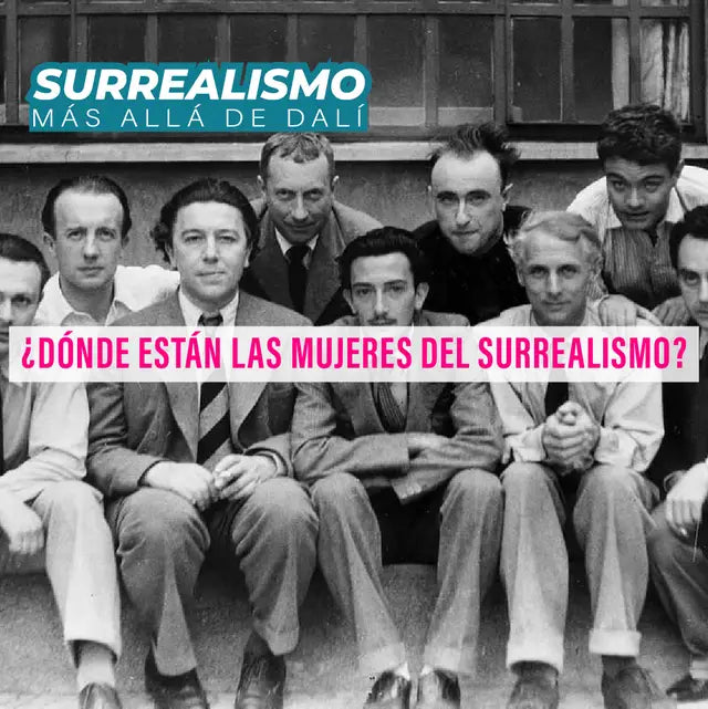 La foto oficial del grupo surrealista: Dalí, Breton, Max Ernst, Man Ray, Tzara y otros, todos hombres